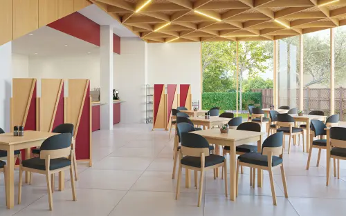 ATMOSFERE LINE 216, dřevěný 3-dílný paraván, mobilní, výška 1600 mm, rám dub bardolino, výplň šedá